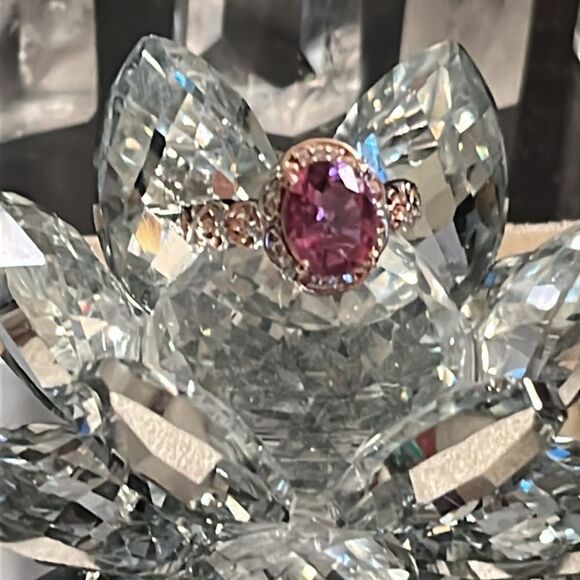 Radiant Orchid Quartz & White Zircon Ring Vermeil Rose Gold, Platinum Sz 8 - Picture 2 of 14